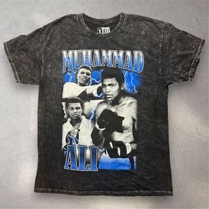 Muhammad Ali Graphic T-Shirt Mens‎ Medium Black Acid Wash Boxing Tee